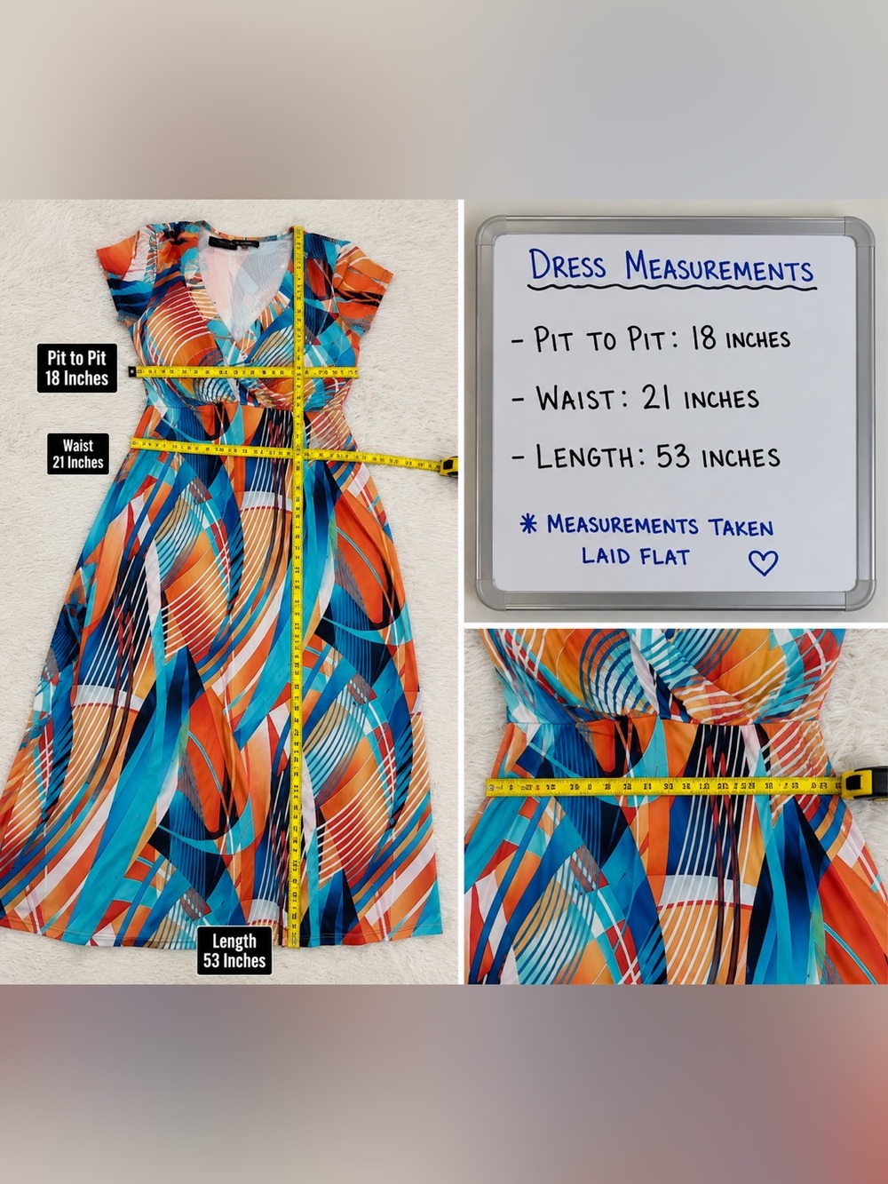 Women’s Abstract Geometric Print Maxi Dress Colorful Boho Plus Size Large - Picture 7 of 7